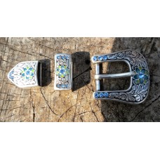 Milan Buckle Set with Blue Crystal. 1"